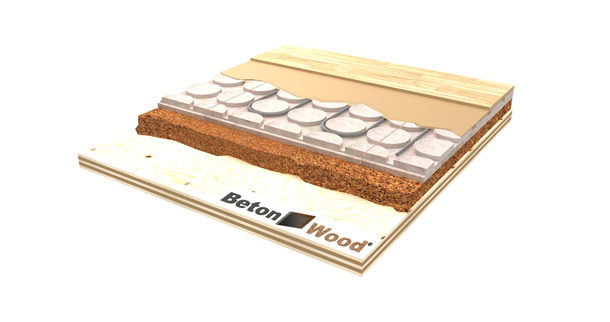 Wood radiant elevated system BetonRadiant on cork granules