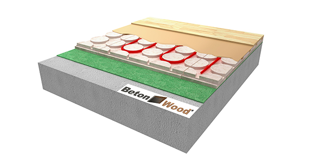 Wood radiant system BetonRadiant on wood fiber Underfloor